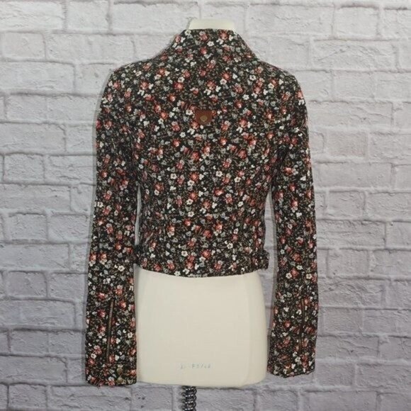 Anthropologie Hei Hei Tinsley Floral Cropped Asymmetrical Zip Moto Jacket 6 - Picture 6 of 11